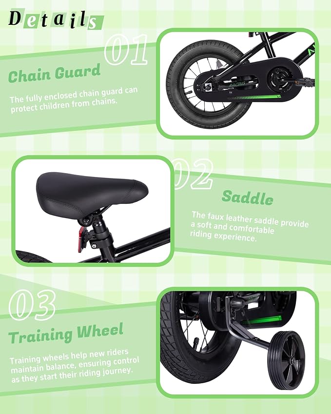 12 14 16 20 Inch Kids Bike BMX Style Bicycle with Training Wheels for 2-14 Years Old Toddlers Boys Girls Coaster Brake Multiple Colors