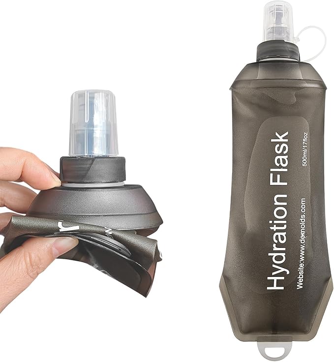 AXEN Soft Flask TPU Foldable Running Hydration Flask, Soft Collapsible Water Bottle for Hydration Pack Cycling Marathon Running Hiking