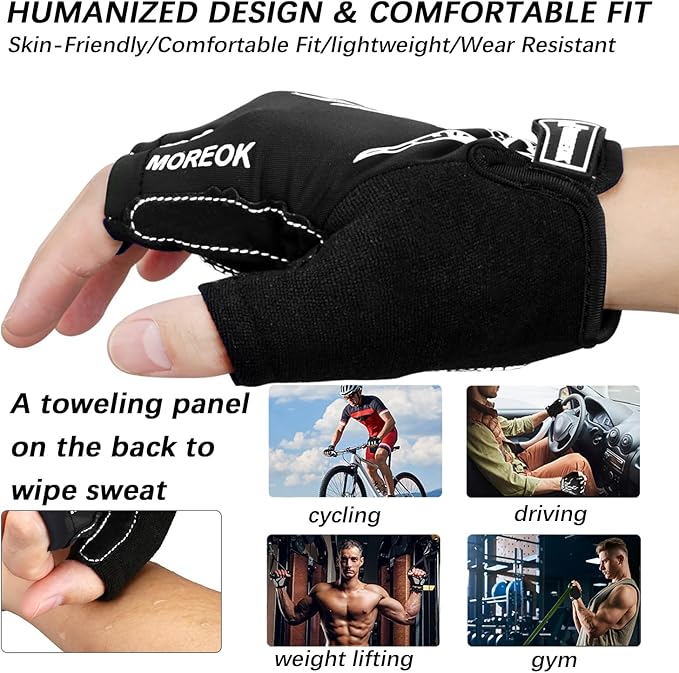 MOREOK Cycling Gloves Bike Gloves for Men/Women-[5MM Gel Pad] Half Finger Bicycle Biking Gloves for Cycling/Weight Lifting/Gym/Motorcycle/Rowing/Outdoor Sports