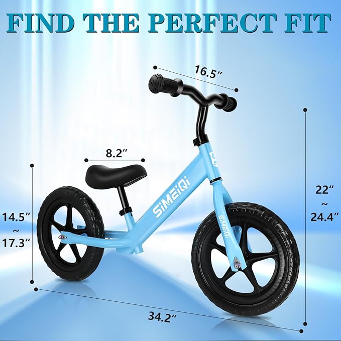 SIMEIQI 12" Balance Bike for Boys Girls 2 3 4 5 Years Old No Pedal Walking Balance Training Sports Bicycle for Kids Toddlers