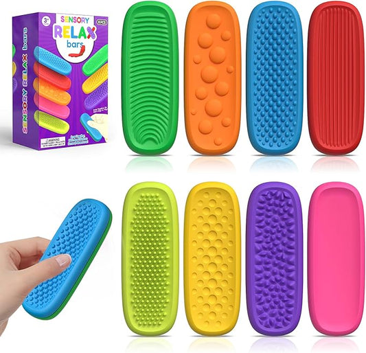 8-Pack Sensory Fidget Toys - Textured Suction Toys for Calming, Anxiety Relief, Classroom & Office Use, Ideal Christmas Stocking Stuffers, Gifts for Kids & Adults