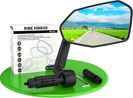 RBRL Bicycle Mirror, Extra Large Bike Mirror, 360° Adjustable Shatterproof and Durable Bar End Rear View Mirror Bike, Bicycle Side Mirror for E-Bike (Right)