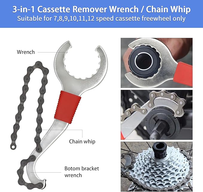 Bike Tool Kit, Professional Bike Repair Tools for Mountain Bike with 3-in-1 Cassette Remover Wrench Crank Puller Extractor Bottom Bracket Freewheel Remover Chain Breaker