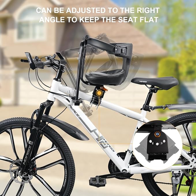 Toddler Bike Seat,1-3 Years Old Front Kids Bike Seat, Baby Bike Seat With Full Surround Guardrail, Safety Handle and Comfortable Pedals, Easy and Quick Installation of Toddler Bike Seat for Adult Bike