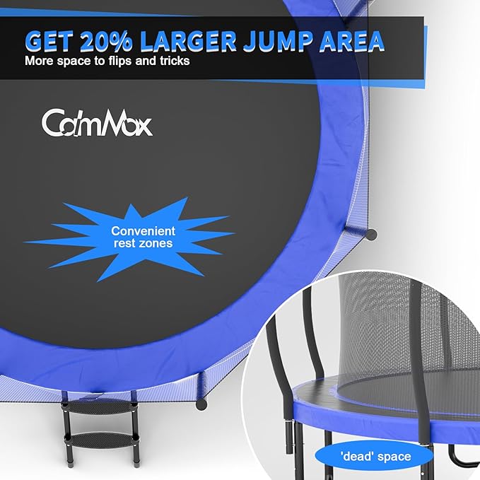 14FT 12FT 10FT 16FT Trampoline with Safety Enclosure, Anti-Rust Coating – ASTM Certified, Heavy-Duty Outdoor Trampoline with Ladder – for Kids & Adults