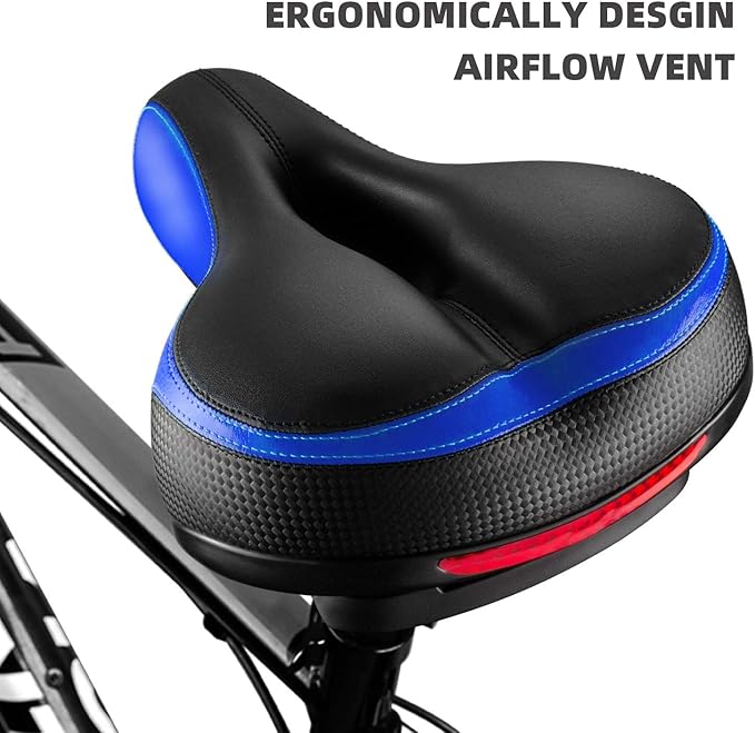 Bike Seat, Most Comfortable Bicycle Seat Dual Shock Absorbing Memory Foam Waterproof Bicycle Saddle Bike Seat Replacement with Refective Tape