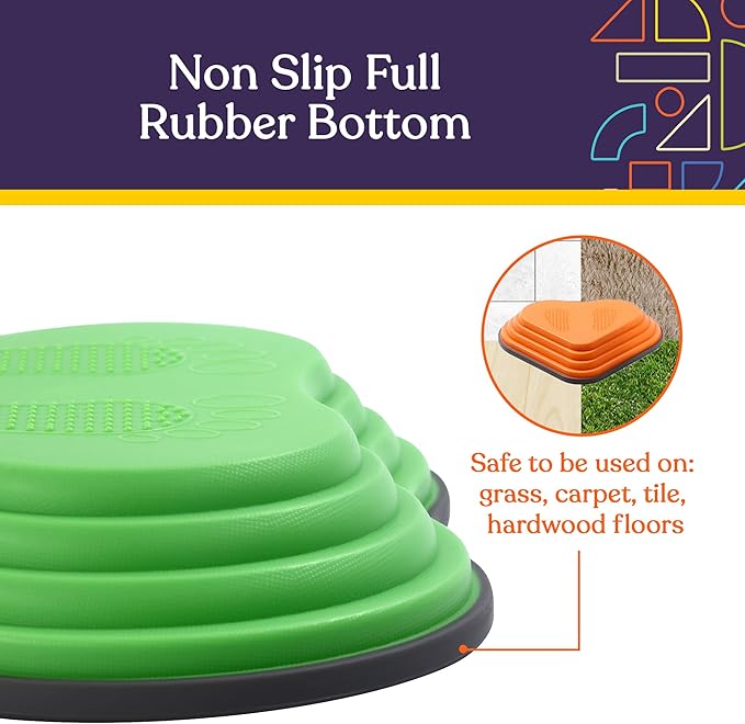 Special Supplies 10 Stepping Stones for Kids Indoor and Outdoor Balance Blocks Promote Coordination, Balance Strength Child Safe Rubber, Non-Slip Edging