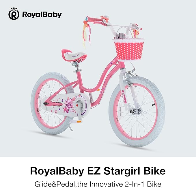 RoyalBaby Girls Bike Classic & EZ Kids Bike, Balance and Pedal Bicycle, 12 14 16 18 20 Inch Toddlers to Big Kids 3-10 Years