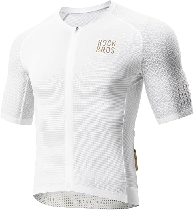 ROCKBROS Men's Cycling Jersey Short Sleeve Road Bike Shirt Zipper Pocket Quick Dry Bicycle Jersey