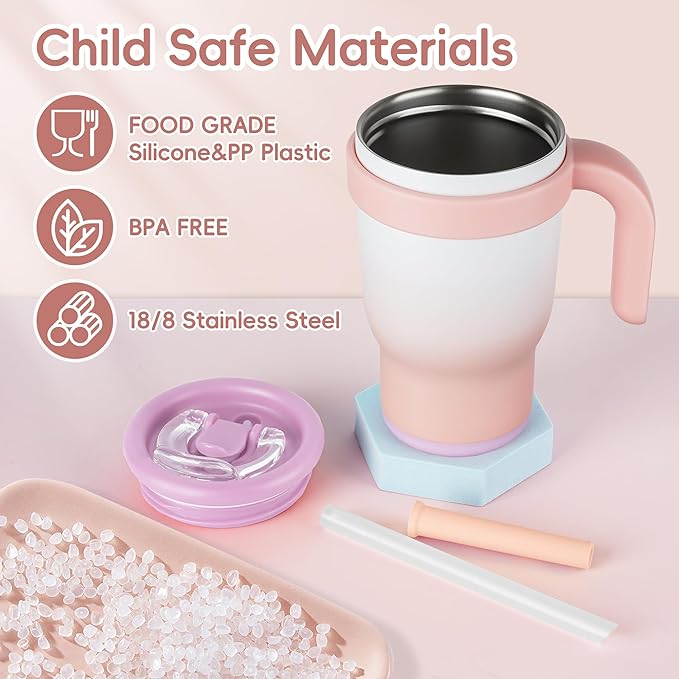 14oz Toddler Sippy Cup Vacuum Insulated Stainless Steel Kids Cup with Handle, Spill-Proof Straw, Leak-Proof Travel Cup for Home or On-the-Go