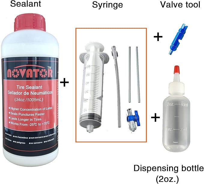 NOVATOR Endurance Bike Tire Sealant for Tubeless, Tubulars, Tubes, Seals Faster, Lasts Longer, Micro-Fiber for MTB, Road, Gravel Bicycle Tires