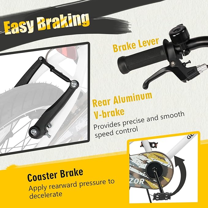 Glerc Kids Bike for Ages 1-8 Years Old, 12-16 Inch BMX Style Kids Bicycle with Training Wheels, Boys Bike for Children and Toddler, Multiple Colors