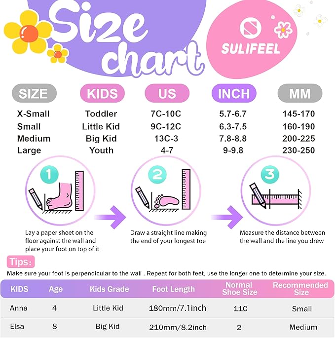 SULIFEEL Rainbow Unicorn 4 Size Adjustable Light up Roller Skates for Girls Boys for Kids