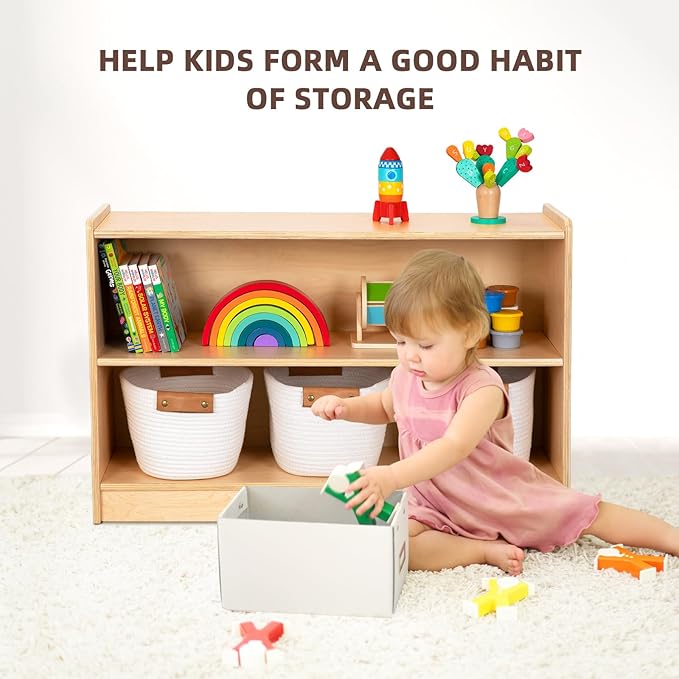 OOOK Montessori Shelf, Toy Organizers and Storage, 2-Tier Toddler Bookshelf Suitable for Classroom, Kindergarten, Kids Room, Playroom and Daycare Center