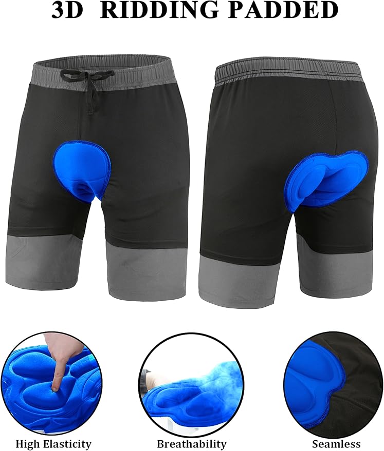 Men's Mountain Bike Shorts 3D Padded Baggy Bicycle Riding Cycling Shorts Quick Dry Lightweight Biking Shorts