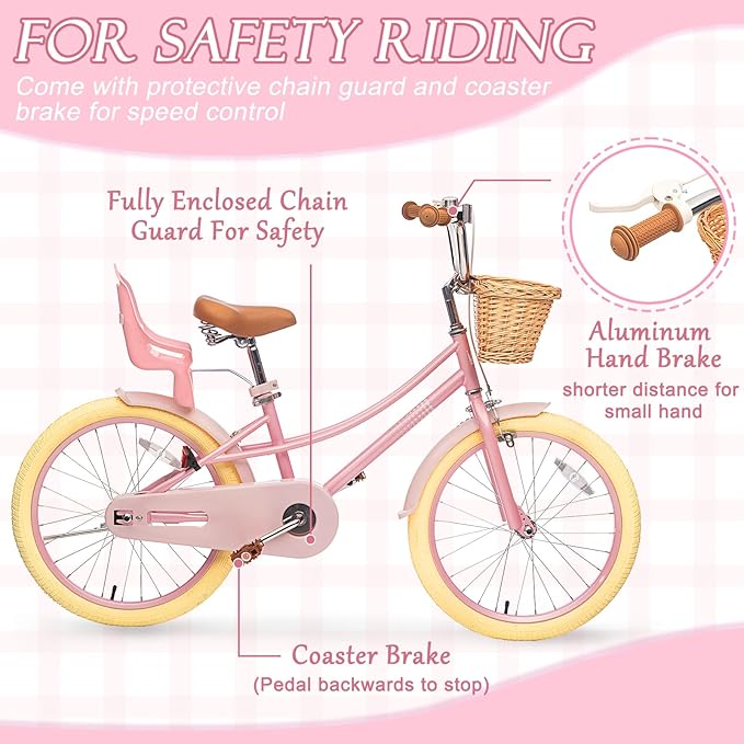 XJD Girls Bike for Toddlers and Kids Ages 2-12 Years Old,12 14 16 Inch Kids Bike with Training Wheels & Basket