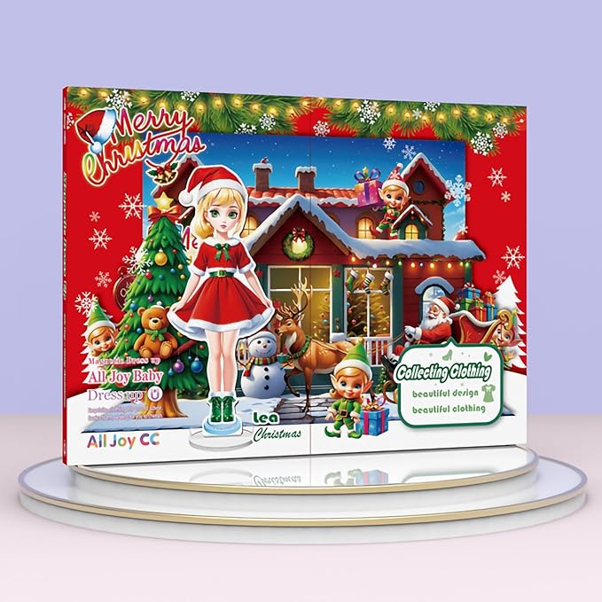 Christmas Magnetic Dress Up Dolls for Girls, Santa's Helper & Elf Princess Dress Up Toy Set with 3D Winter Scene, Travel Christmas Activity, Perfect Holiday Birthday Gift for Toddler Girls Ages 3-7