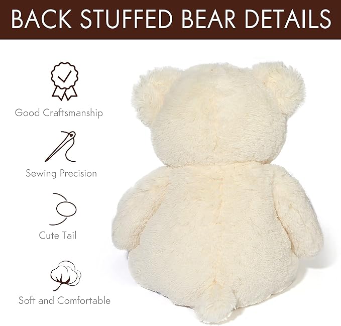 LotFancy Teddy Bear Stuffed Animals, 20 inch Cute Bear Plush Toy with Footprints, Plushies Gift for Kids Baby Toddlers on Baby Shower, Birthday, Christmas, Easter Decorations, Beige