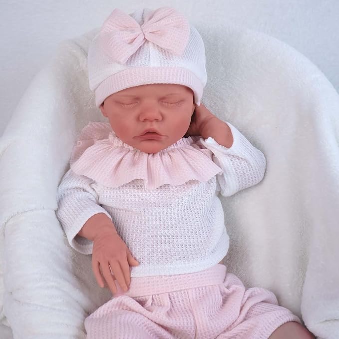 18.11 in Full Silicone Reborn Baby Dolls, 1:1 Lifelike Newborn Dolls Non Vinyl Realistic Reborn Toddler Dolls Boy Washable Sleeping Doll