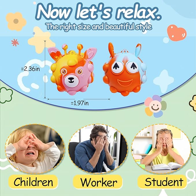 9 Pack Pop Toy Party Favors for Birthday, Pop Fidget Toys Bulk 3D Stress Ball, Prize box Sensory Toys Bulk Squeeze Toys, Easter Basket Stuffers, Classroom Prizes Stocking Stuffers for Adults Toddler