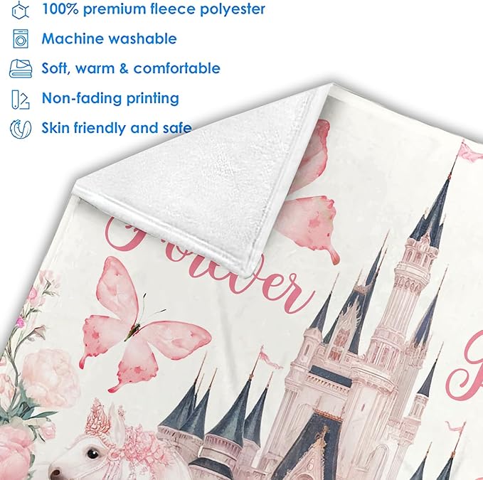 Zocoshi Personalized Princess Blanket - Custom Newborn Photo Prop, Fairy Tale Nursery Decor, Cozy Crib Keepsake, Perfect