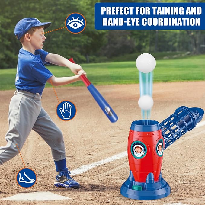 Baseball Set RC Pitching Machine with Plastic Baseball Bat for Toddler Kids Sports & Outdoors Toys - Training Equipment & Batting Practice Toys Gifts for Youth Boys & Girls