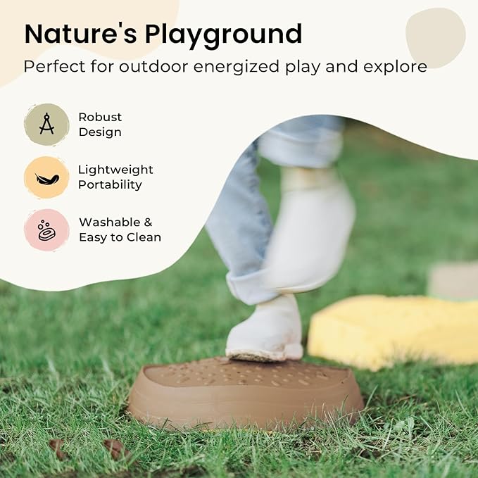 Tiny Land Stepping Stones for Kids, 5pcs Non-Slip Toddler Stepping Stones, Sensory Stepping Stones for Promoting Toddler's Balance & Coordination Skills, Stepping Stones for Toddlers 3-5