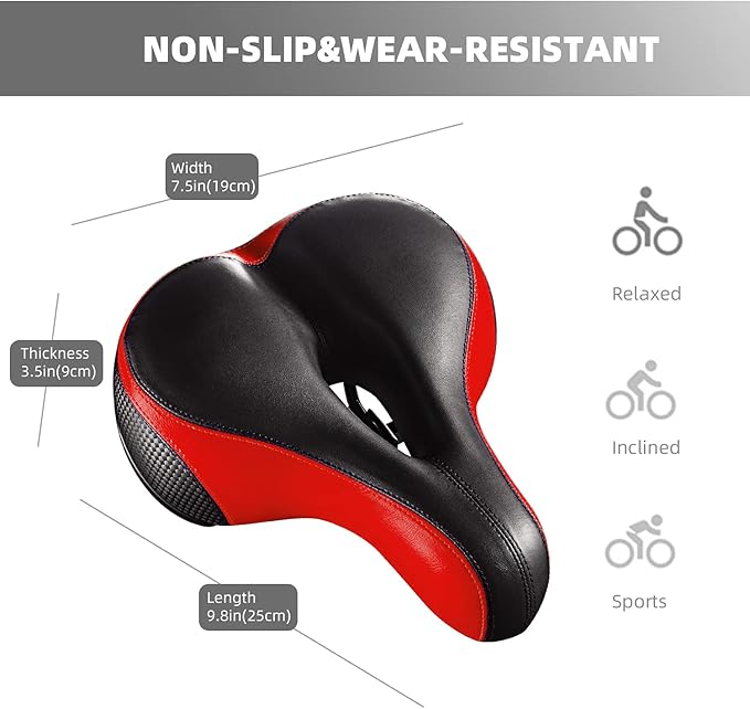 Bike Seat, Most Comfortable Bicycle Seat Dual Shock Absorbing Memory Foam Waterproof Bicycle Saddle Bike Seat Replacement with Refective Tape