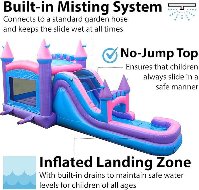 TentandTable Inflatable Bounce House Water Slide for Kids 5-12 Large, Commercial Grade Mega Bouncy Castle for Adults, Jump House, Includes Electric Air Blower, 32' L x 16' W x 15' H, Pink