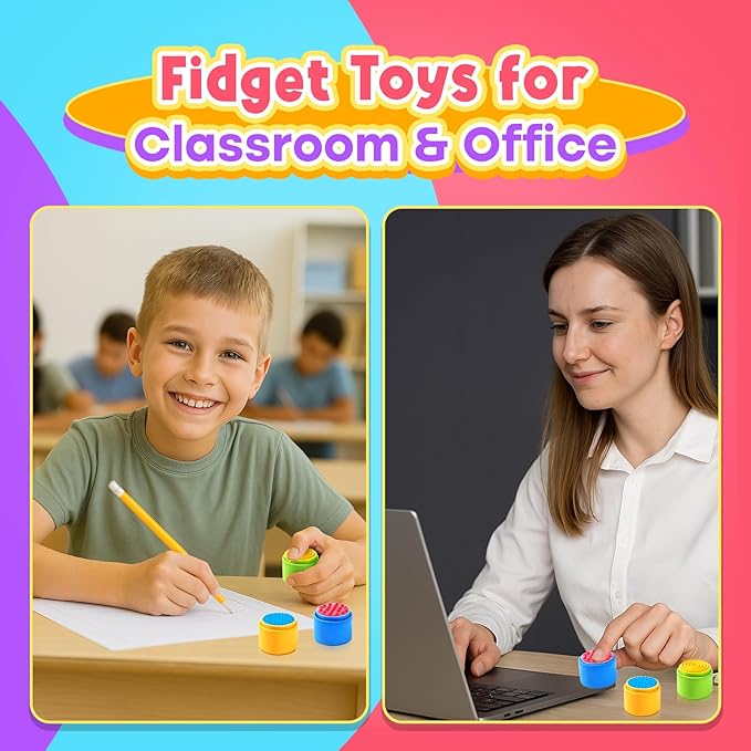 Sensory Fidget Toys for Kids Adults: 3 Pack Textured Fidget Clickers for Anxiety Relief, Sensory Toys for Autism ADHD Kids Calming, Button Fidget Toys for Office, Classroom Prizes, Stocking Stuffers
