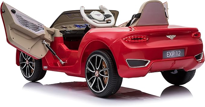 Licensed Bentley EXP12 Kids Ride on Toy Car, 12V Battery Powered Children Electric 4 Wheels w/ Parent Remote Control, Foot Pedal, 2 Speeds, Music, Aux, LED Headlights (RED)