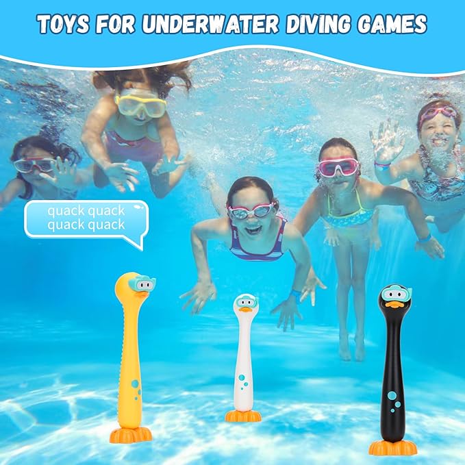Set of 3 Pool Diving Toys for Kids,Fun Swimming Pool Games for Kids Water Toys, Clown Duck Dive Stick are Perfect for Boys and Girls Pool Time!