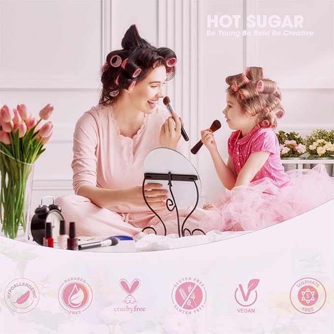 Hot Sugar Girls Makeup Kit Age 4-6 7-8 10-12, Little Girl Makeup Set, Makeup Kit for Teenagers 13-15 Includes Eyeshadow Lip Gloss Blush Highlighter Contour Brush (Pink Unicorn)