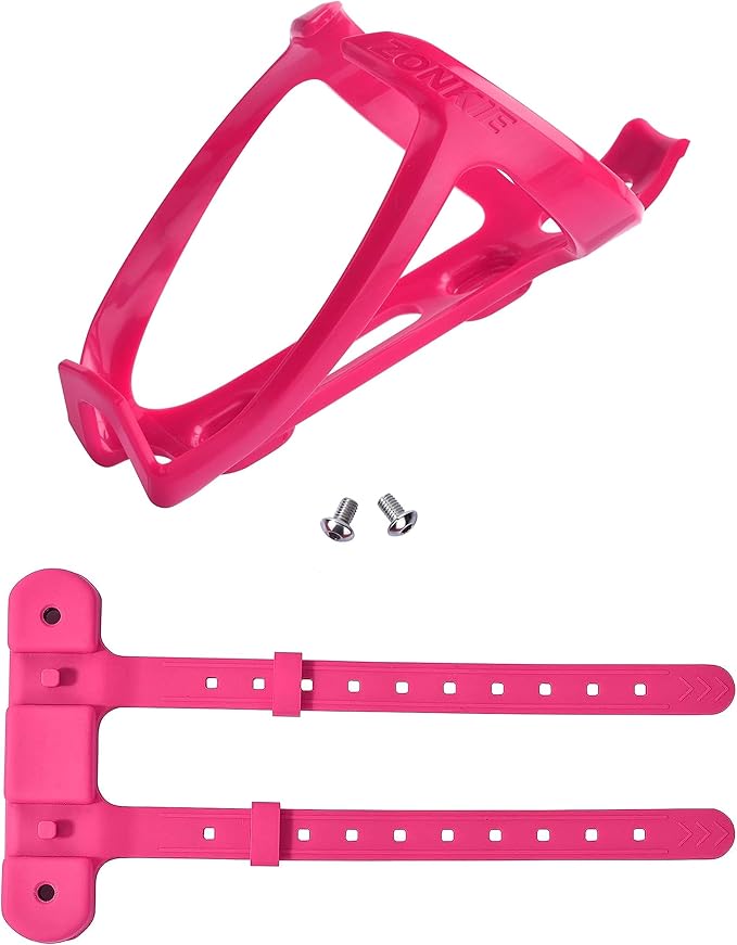 ZONKIE Bicycle Bottle Cages, Plastic Bike Bottle Holder with Cage Mounting Base (Pink)
