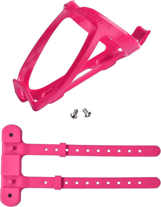 ZONKIE Bicycle Bottle Cages, Plastic Bike Bottle Holder with Cage Mounting Base (Pink)