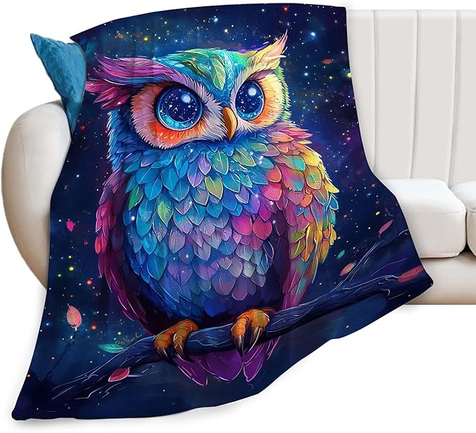 Owl Blanket Cute Owl Throw Blanket Gifts for Women Girls Men Boys Kids Adults Super Soft Cozy Plush Fluffy Fuzzy Fleece Blanket Decor 60''X80''