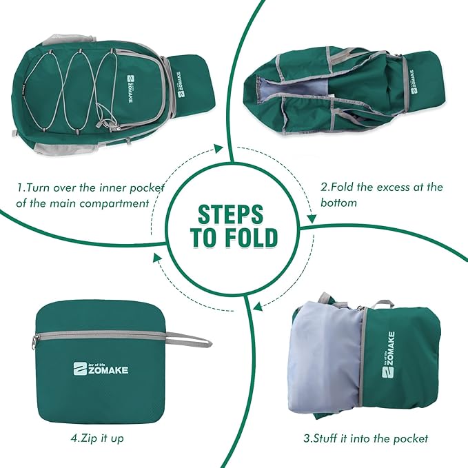 ZOMAKE Lightweight Packable Backpack 28L, Foldable Backpacks Water Resistant Collapsible Day Bag Light Daypack for Hiking