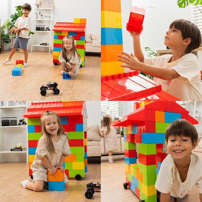 PLATPORTS 86-Piece Jumbo Big Blocks Set – Giant XL Large Building Blocks for Kids Ages 2–8, Durable Plastic Construction Set for Indoor & Outdoor Play