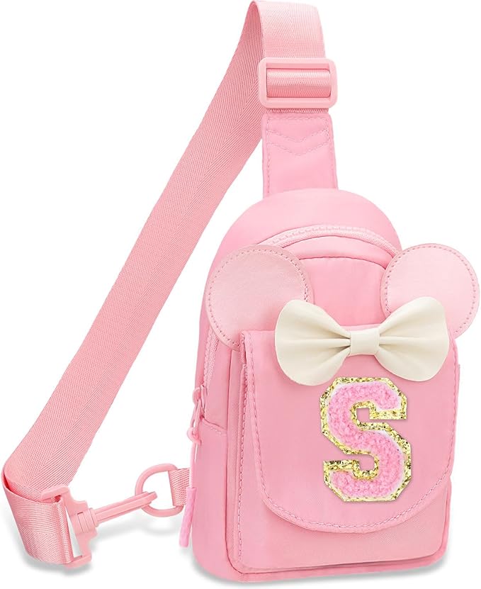 Girls Birthday Gifts for Kids - Initial Pink Small Sling Bags for Girl Fanny Pack Belt Bag for Personalized Crossbody Bags Purse for Kids Daughter Sister Little Girl Gifts Pink S