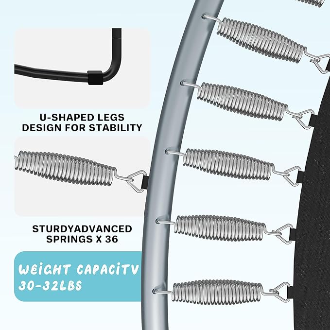 60" Trampoline for Kids, Indoor & Outdoor Trampoline with Net, Basketball Hoop Birthday Gifts for Boys & Girls, Baby Toddler Christmas Toys/Green