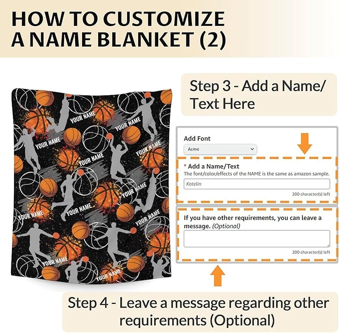 Custom Basketball Blanket Gifts with Name - 60x50 Inches Cute Throw Blanket for Basketball Lover Kids Adults Teens - Black Soft Fuzzy Sport Blankets for Couch Sofa Bed