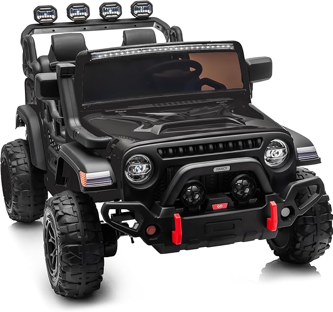 2 Seater Ride on Electric Car, 12V Ride on Toy Car for Kids 4-8 w/Remote Control, EVA Tires - Black