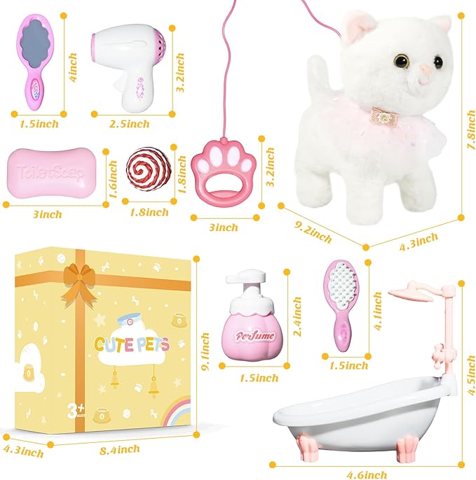 Interactive Electronic Plush Toy Walking and Barking Robot Cat Plush Cat Remote Control Kitten for Girls