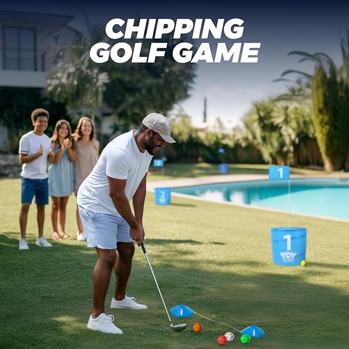 TOY Life Golf Game Set, 9 Holes Backyard Golf Bucket Game for Adults Family Kids, with Balls and Flag, Outdoor Indoor Backyard Practice Game for Beach, Yard, Camping and Lawn