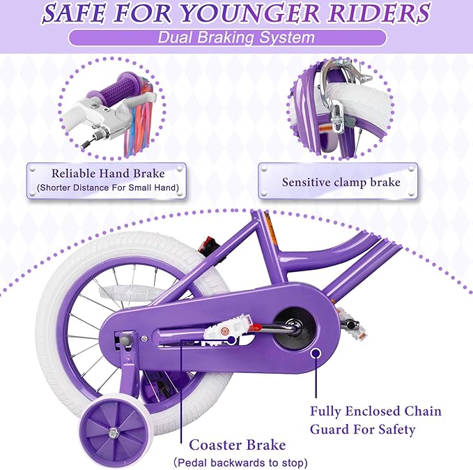 XJD Girls Bike for Toddlers and Kids Ages 2-12 Years Old,12 14 16 Inch Kids Bike with Training Wheels & Basket
