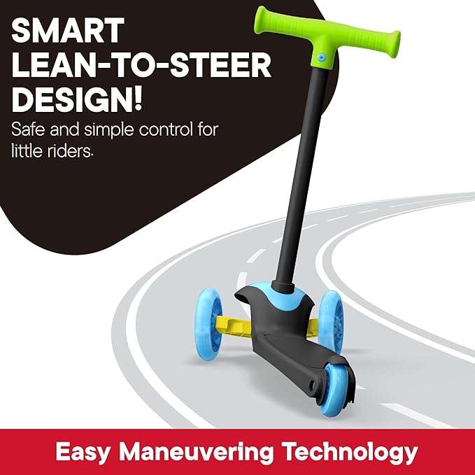 3 Wheel Scooter for Kids, Smooth Light Up LED Front Wheels, Wide Anti Slip Deck, Rear Foot Brake, Easy Lean to Steer Maneuvering, Indoor & Outdoor Ride On Toys for Ages 2 Up