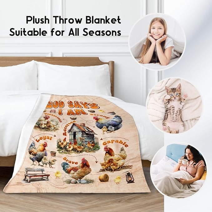 Chicken Gifts for Women & Kids - Warm Cozy Fleece Throw Blanket, 30"x40"