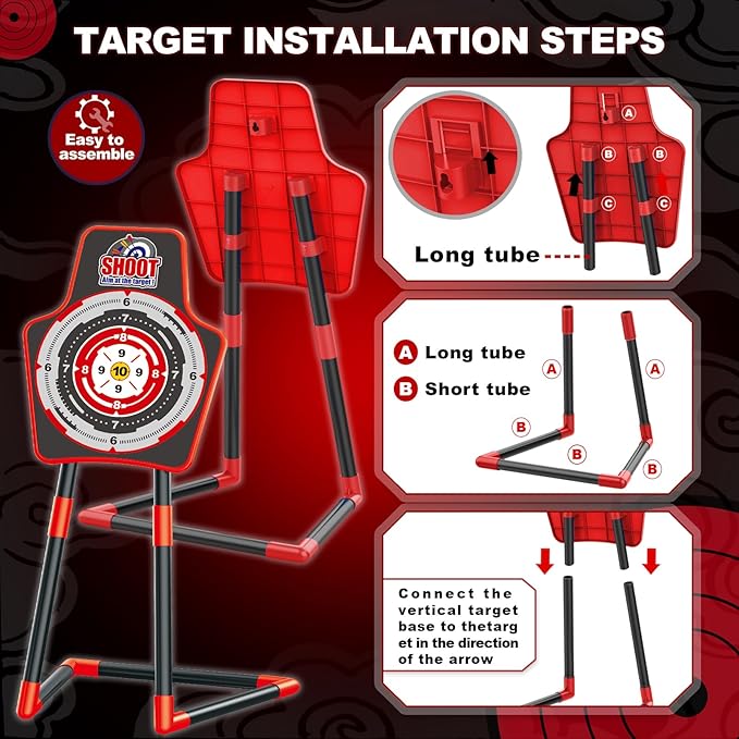 SpringFlower 2 Bow and Arrow Sets with LED Light-up,2 Foam Dart Guns for Kids 5 6 7 8 9 10+ Years Old, Archery Set with Standing Target for Boys & Girl, Ideal Gift