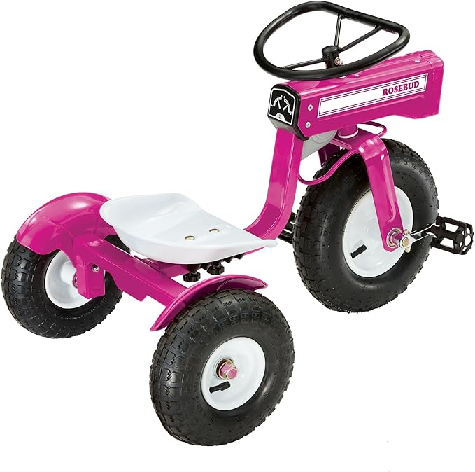 Tricam Kids 22 Inch Steel Ride On Tractor Tricycle, Toddler Bike for Ages 2-5, Pink