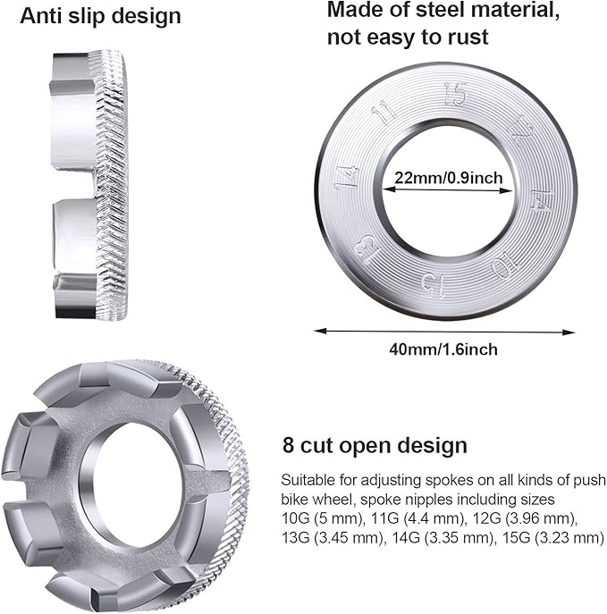 5 Pieces Bicycle Spoke Wrench Bike Spoke Tool with 1 Piece Tire Lever Bike Rim Correct Kit Cycling Pocket Tools for Bicycle Repair, Totally 6 Pieces Tool Kit